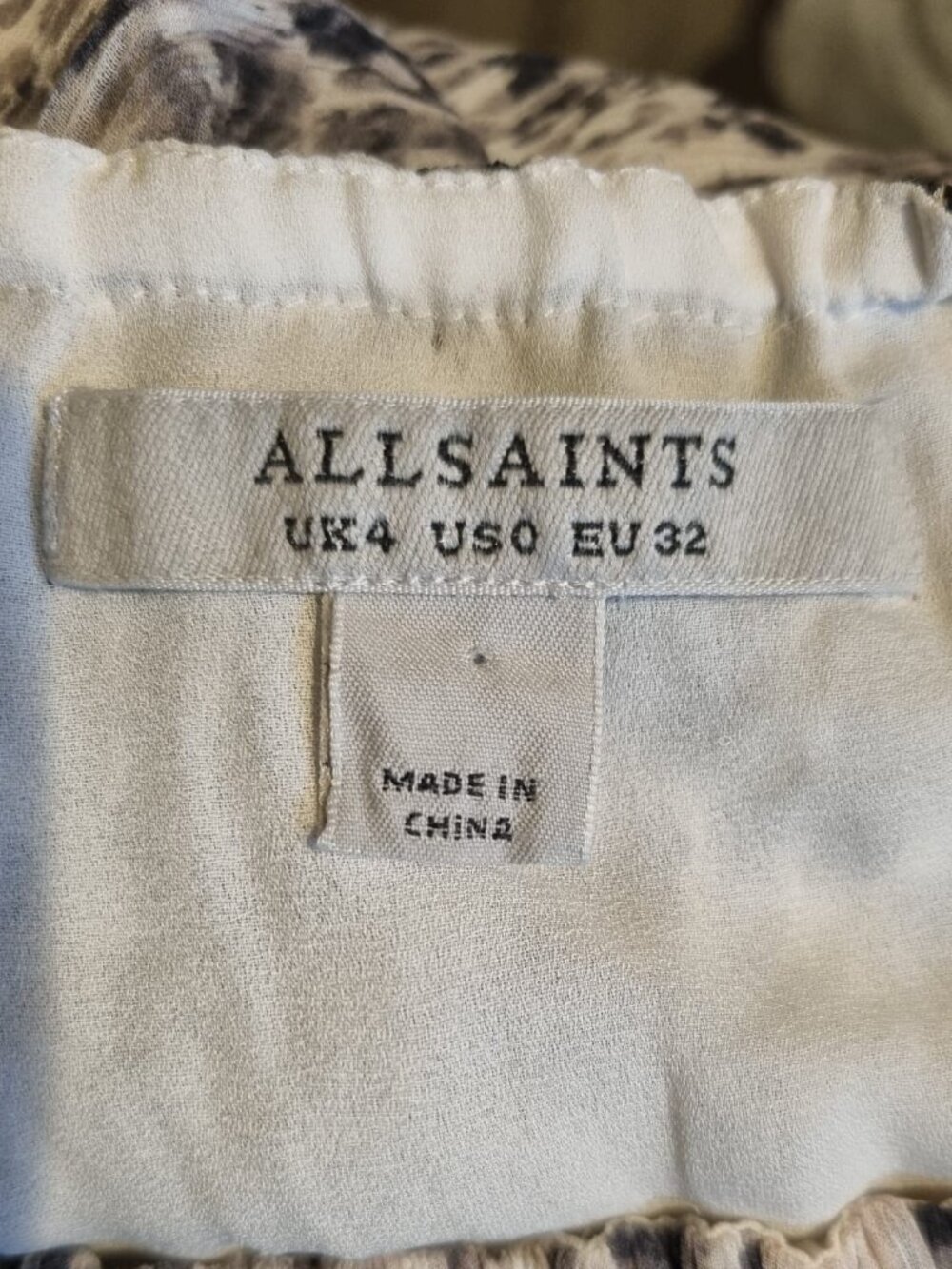 ALLSAINTS Grey & Black Animal Print Dress – Size UK 4 / US 0 / EU 32 - Picture 3 of 14